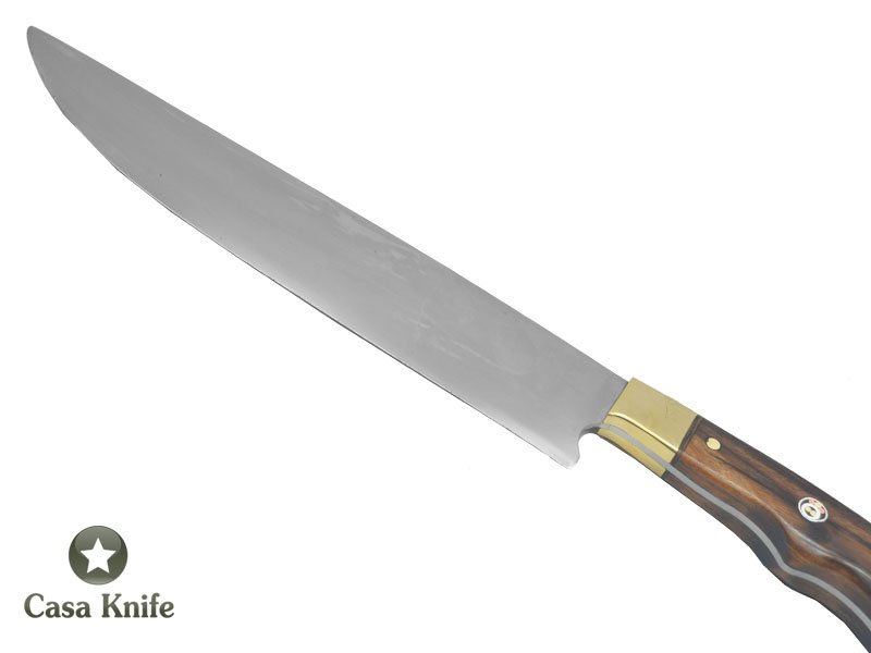 Faca Cheff para colecionador forjada em aço 5160. Empunhadura em Jacaranda Bahia. 38 cm