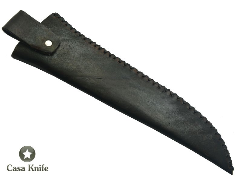 Faca Cheff para colecionador forjada em aço 5160. Empunhadura em Jacaranda Bahia. 38 cm