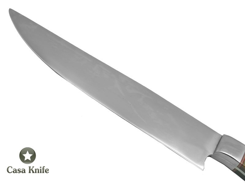 Faca Cheff para colecionador forjada em aço 5160. Empunhadura em Radica de Jabuticaba. 38 cm