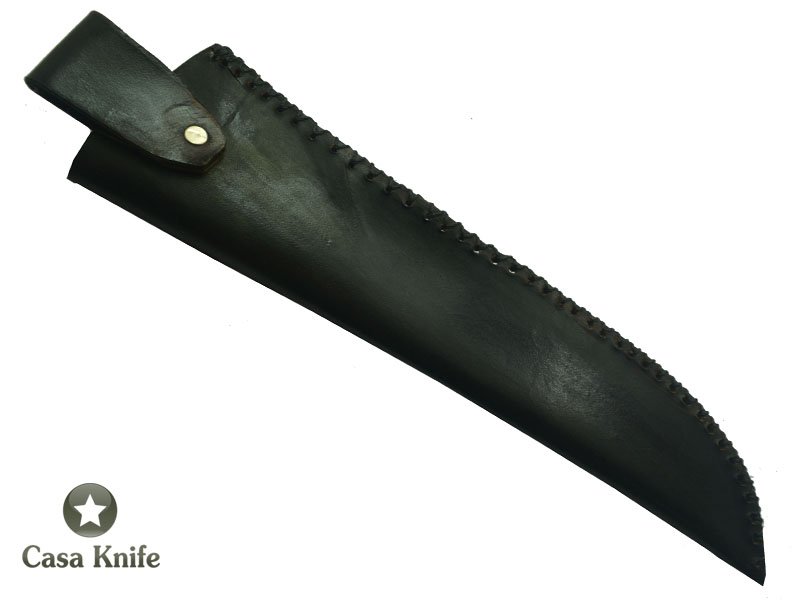Faca Cheff para colecionador forjada em aço 5160. Empunhadura em Radica de Jabuticaba. 38 cm