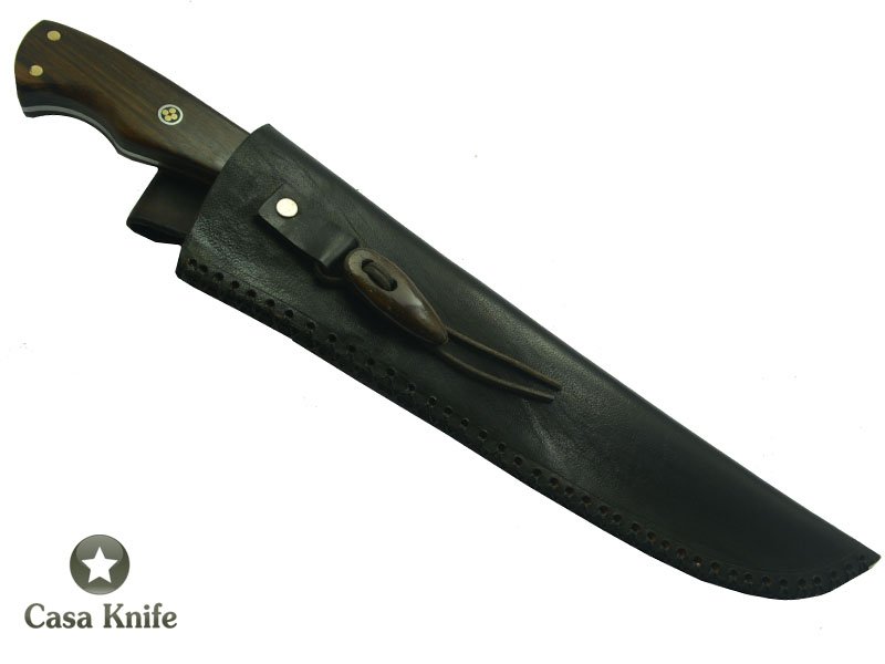 Faca Cheff para colecionador forjada em aço 5160. Empunhadura em Radica de Jabuticaba. 38 cm
