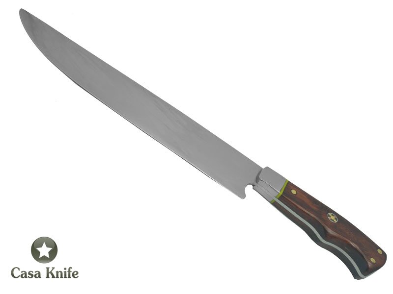 Faca Cheff para colecionador forjada em aço 5160. Empunhadura em Jacaranda Bahia. 38 cm