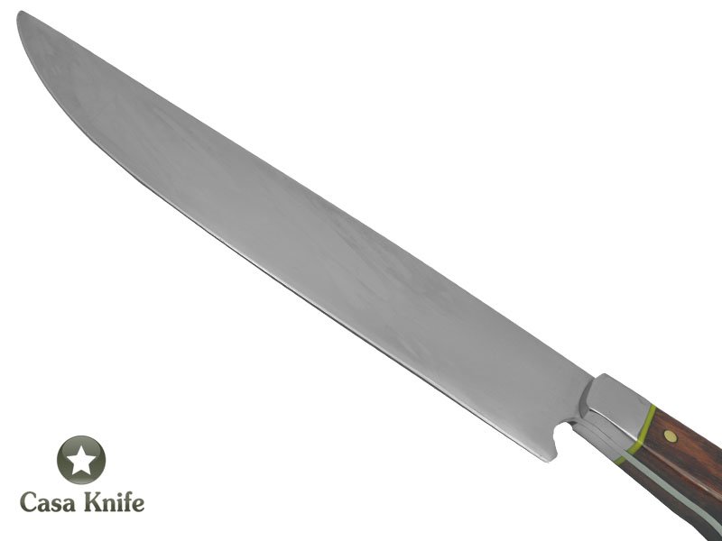 Faca Cheff para colecionador forjada em aço 5160. Empunhadura em Jacaranda Bahia. 38 cm