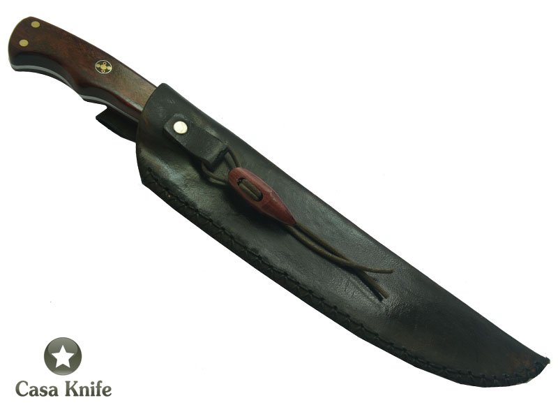 Faca Cheff para colecionador forjada em aço 5160. Empunhadura em Jacaranda Bahia. 38 cm