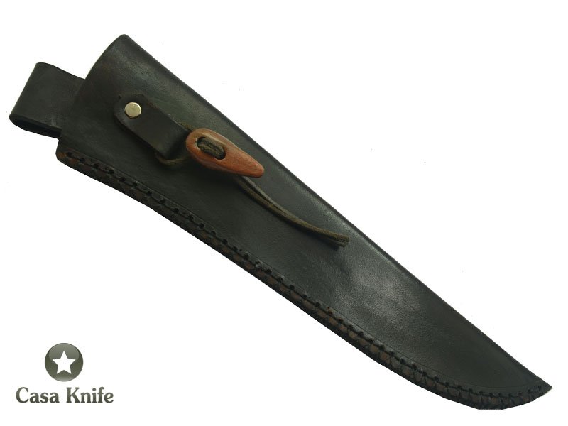 Faca Cheff para colecionador forjada em aço 5160 com oxidação preta. Empunhadura em Cedro, 38 cm