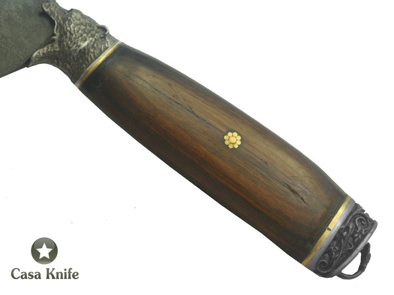 Faca Cheff Monte Cristo para colecionador forjada em aço 5160 fosfatizado. Empunhadura em Madeira Imbuia. 34 cm