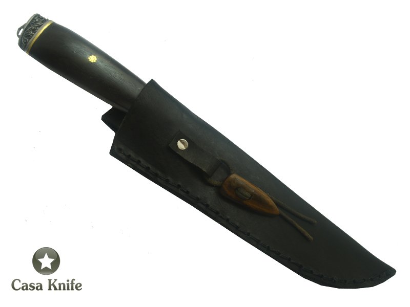 Faca Cheff Monte Cristo para colecionador forjada em aço 5160 fosfatizado. Empunhadura em Madeira Imbuia. 34 cm