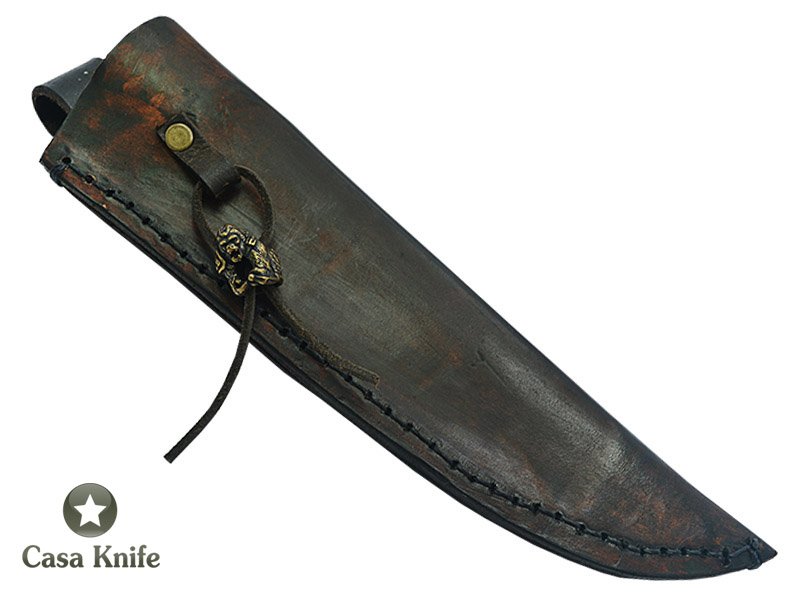 Faca Cheff para colecionador forjada em aço damasco. Empunhadura em Pakawood, 31 cm.