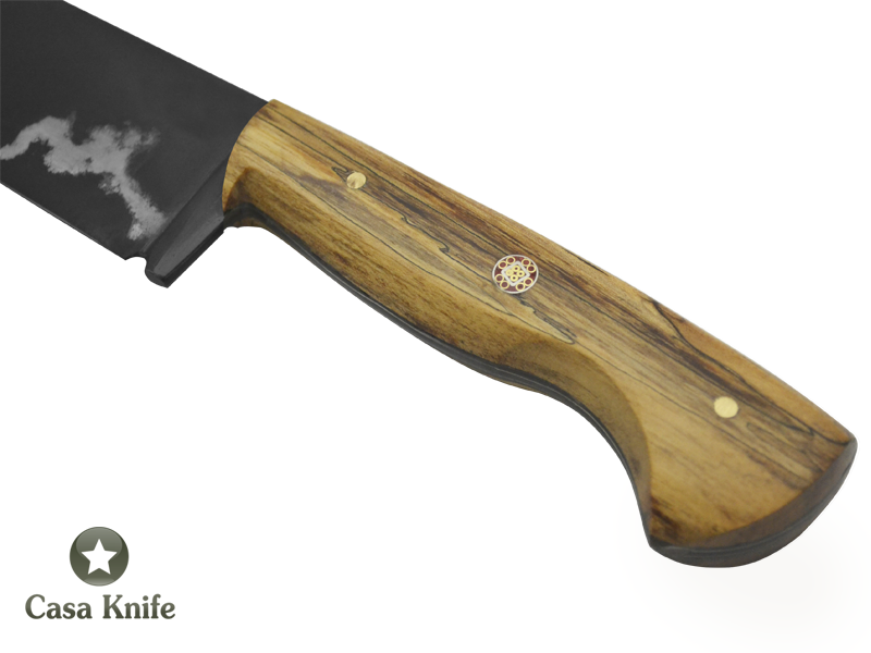 Faca Cheff para colecionador forjado em aço Go Mai 10 polegadas com oxidaçao preta. Empunhadura em Spalted de uva japonesa estabilizado,39 cm