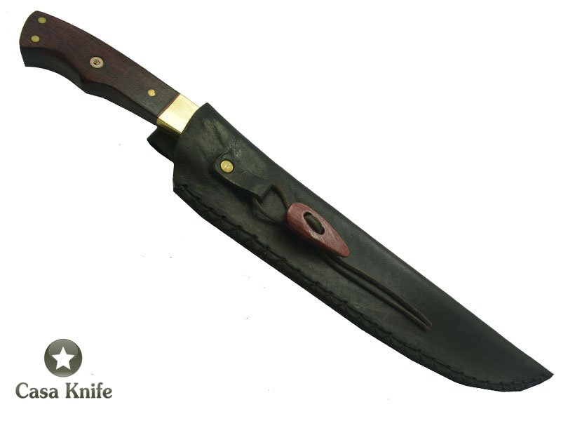 Faca Cheff para colecionador forjado em aço 5160 com oxidação preta. Empunhadura em Rochinho do Pará, 38 cm
