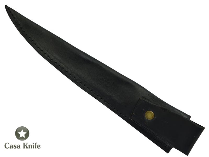 Faca Cheff para colecionador forjada em aço damasco. Empunhadura em madeira de Braúna, 24 cm