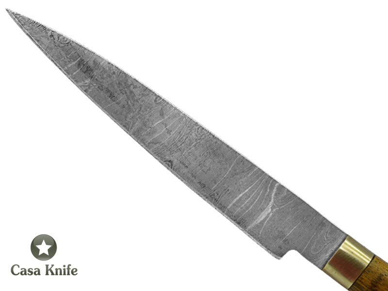 Faca Cheff para colecionador forjada em aço damasco. Empunhadura em madeira de Jaqueira, 24 cm