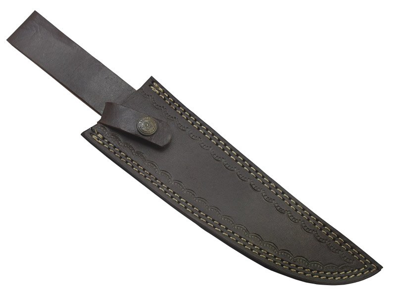 Faca Cheff para colecionador forjado em aço damasco. Empunhadura em oliveira, 32 cm