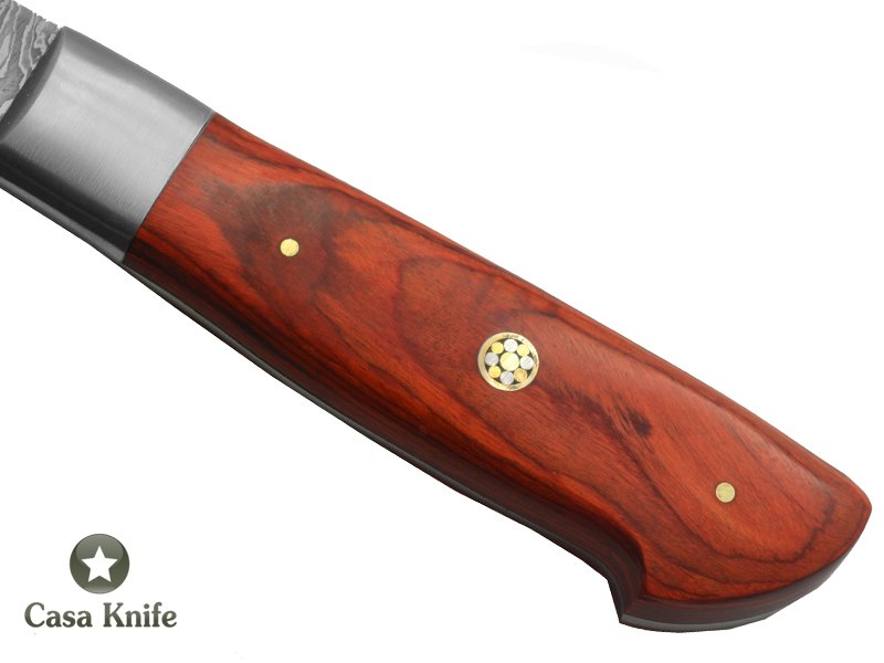 Faca Cheff para colecionador forjado em aço damasco. Empunhadura em Pakawood, 38 cm