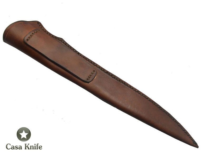 Faca Cheff para colecionador forjado em aço Go May 10 polegadas com oxidaçao preta. Empunhadura em Radica de Ibuia, 40 cm