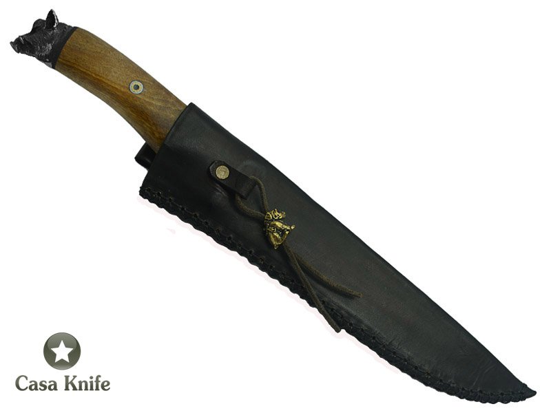 Faca churrasco Monte Cristo para colecionador forjado em aço 1080 fosfatizado. Empunhadura em Canela, 38 cm