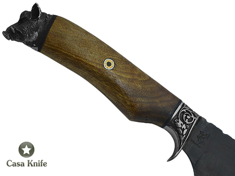 Faca churrasco Monte Cristo para colecionador forjado em aço 1080 fosfatizado. Empunhadura em Canela, 38 cm