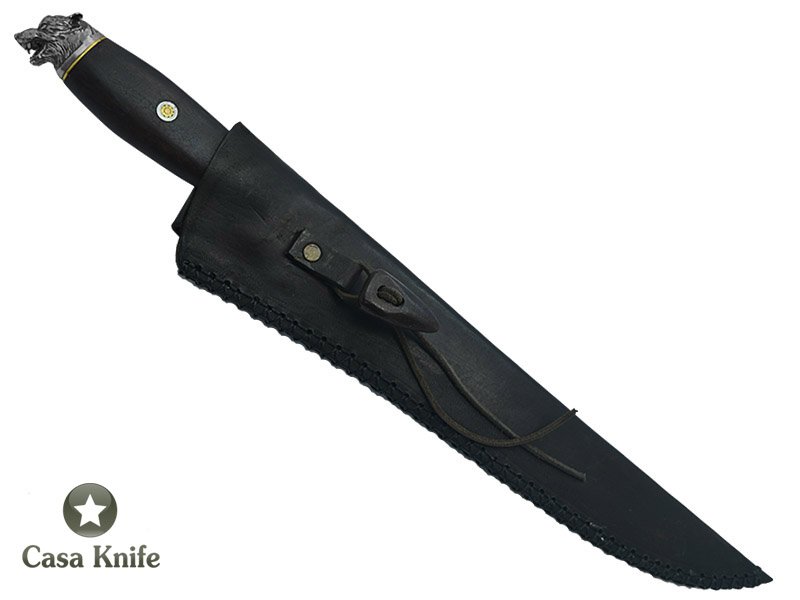Faca churrasco Monte Cristo para colecionador forjado em aço 1080 fosfatizado. Empunhadura em Pau Ferro, 45 cm