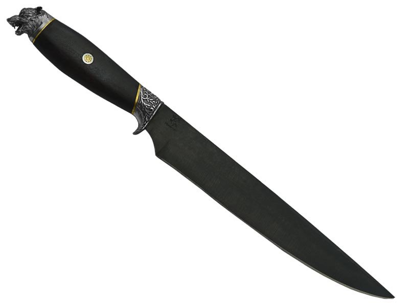 Faca churrasco Monte Cristo para colecionador forjado em aço 1080 fosfatizado. Empunhadura em Pau Ferro, 45 cm