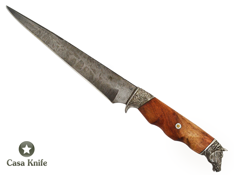 Faca churrasco Monte Cristo para colecionador forjada em aço 5160. Empunhadura em Jacarandá estabilizada , 40 cm