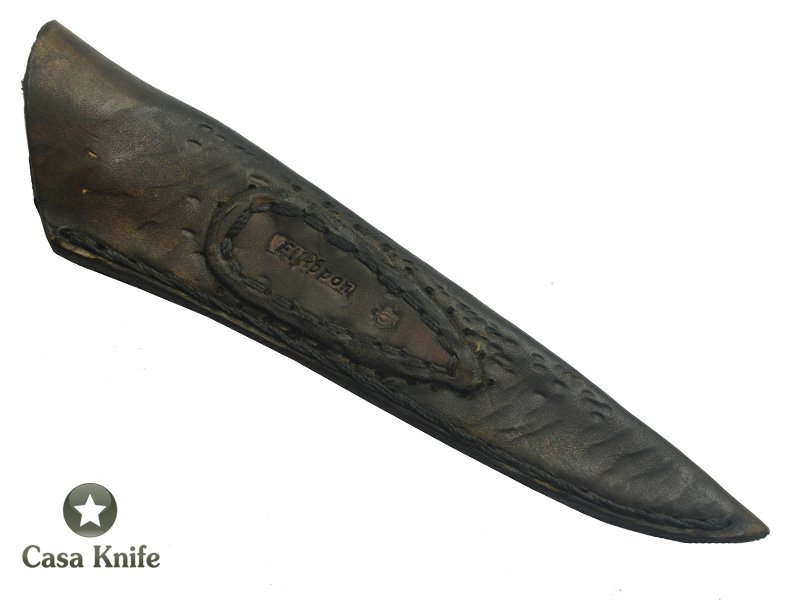 Adelar Filippon faca Churrasco para colecionador forjado em aço damasco, empunhadura em Spalted Platano estabilizado. 30 cm