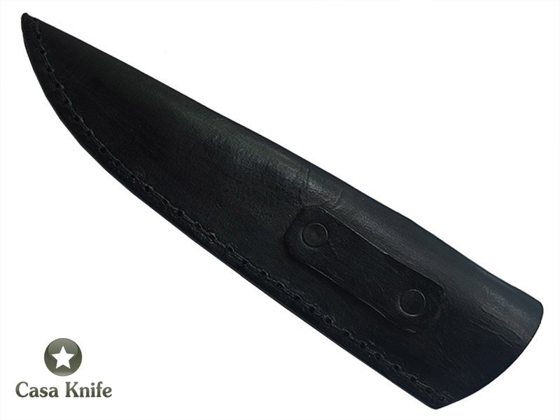 Faca Churrasco para colecionador forjado em aço San Mai com 1 barra de aço carbono 6160 e 2 barras de aço inox 420. Empunhadura em Canela Preta, 32 cm