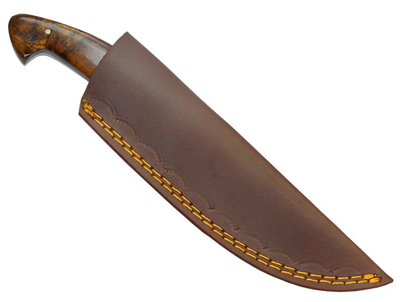 Faca custon para colecionador em aço damasco. Empunhadura em rosewood, 24 cm