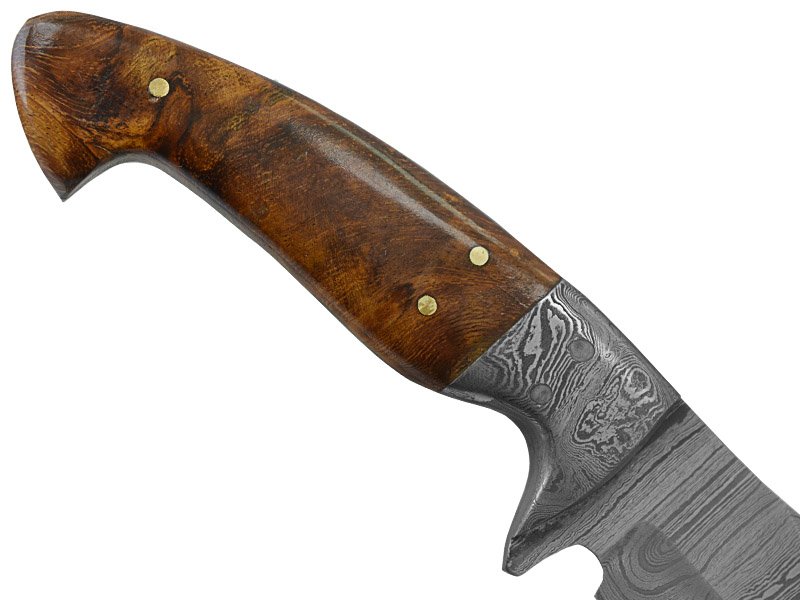 Faca custon para colecionador em aço damasco. Empunhadura em rosewood, 24 cm