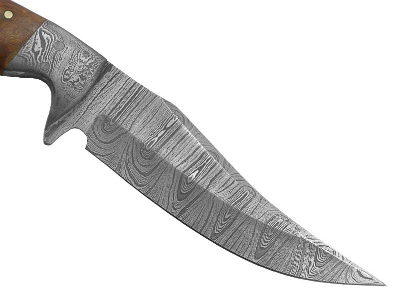 Faca custon para colecionador em aço damasco. Empunhadura em rosewood, 24 cm