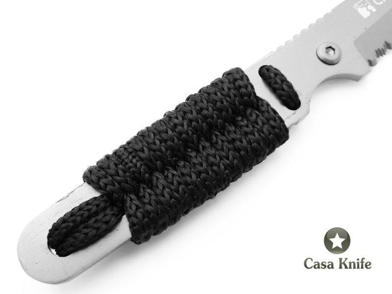 Faca de bolso em aço inoxidável com empunhadura em corda de nylon 18 cm