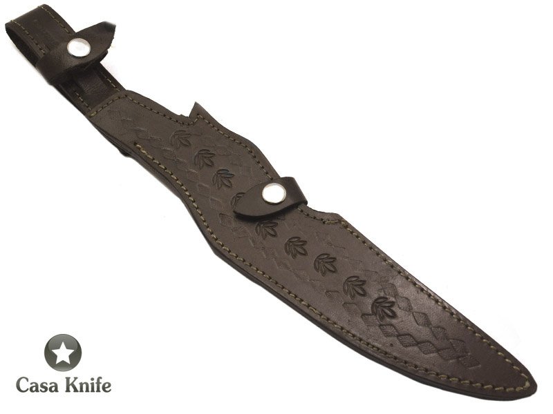 Adaga de combate full tang forjada em aço D2, com empunhadura em madeira de oliveira, 45 cm