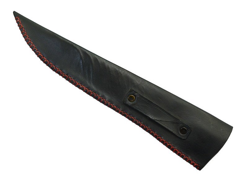 Faca em aço damasco linear. Empunhadura em osso de boi, 38 cm