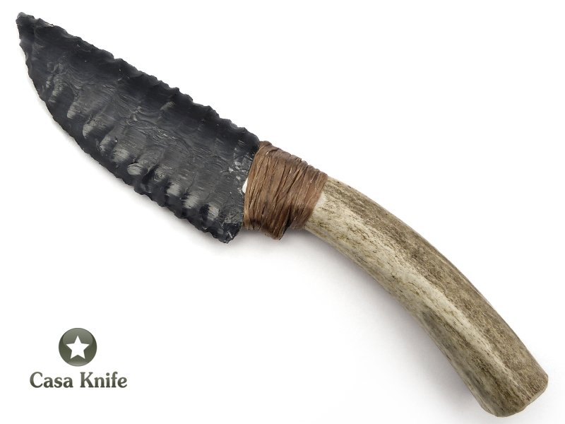 Faca em Obsidiana com empunhadura em chifre bovino 20 cm