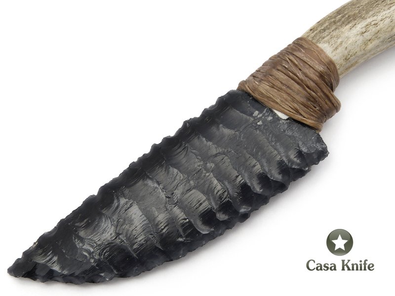 Faca em Obsidiana com empunhadura em chifre bovino 20 cm