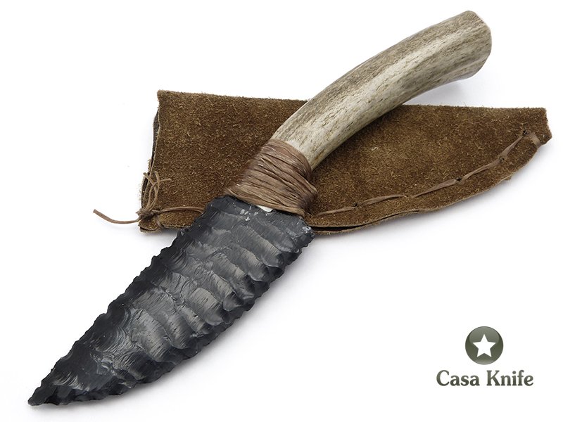 Faca em Obsidiana com empunhadura em chifre bovino 20 cm
