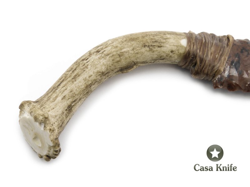 Faca em obsidiana com empunhadura em chifre de cervo 19 cm