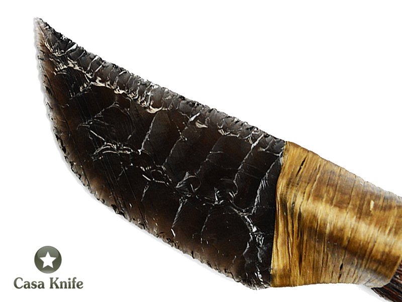 Faca para colecionador em obsidiana com empunhadura em Bigberry manzanita estabelizada, 21cm