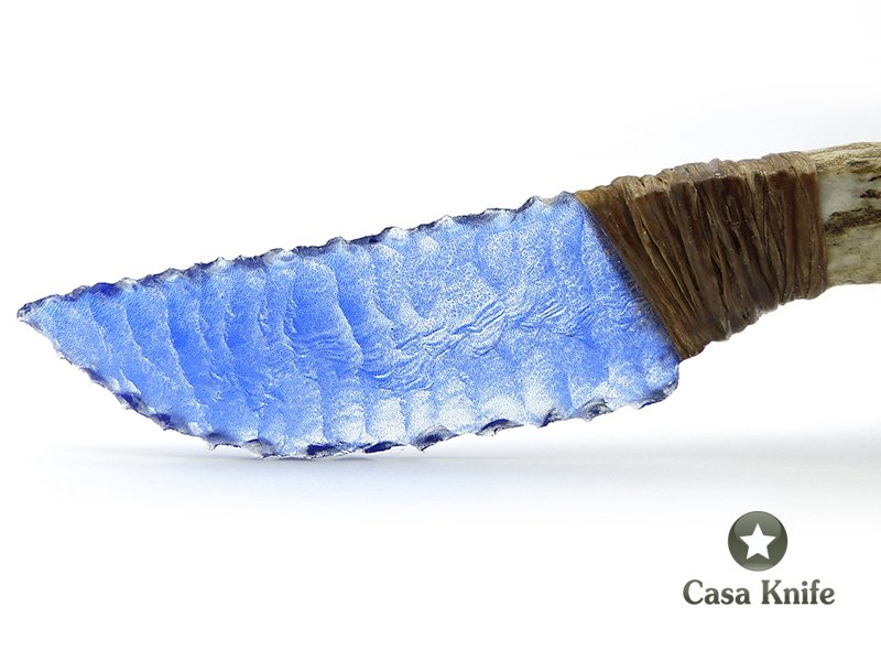Faca em Obsidiana com empunhadura em chifre de cervo 20 cm