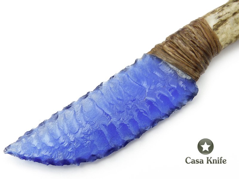Faca em Obsidiana com empunhadura em chifre de cervo 20 cm