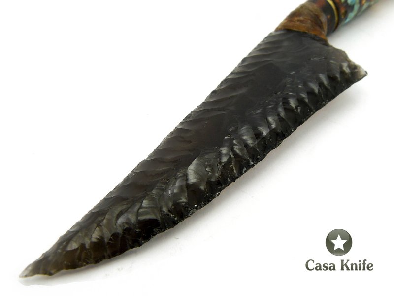 Faca em Obsidiana com empunhadura em chifre de cervo 20 cm