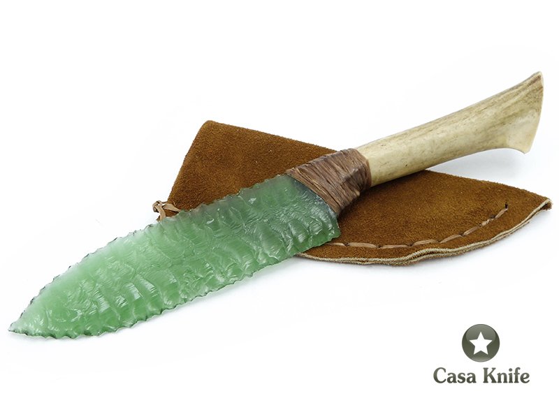 Faca em Obsidiana com empunhadura em chifre de cervo 25 cm