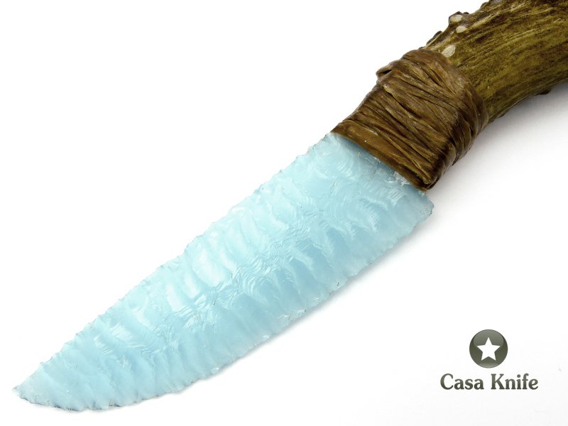 Faca em Obsidiana com empunhadura em chifre de cervo 26 cm