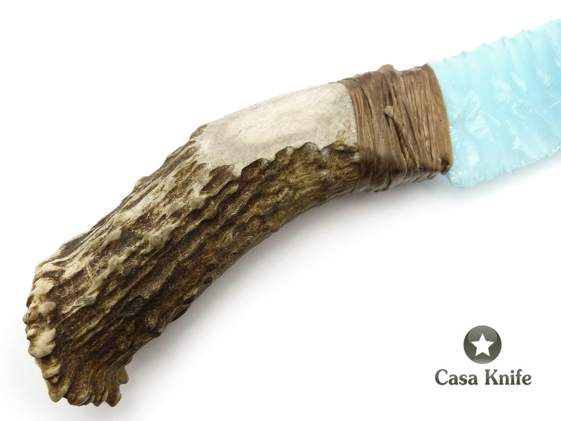 Faca em Obsidiana com empunhadura em chifre de cervo 26 cm