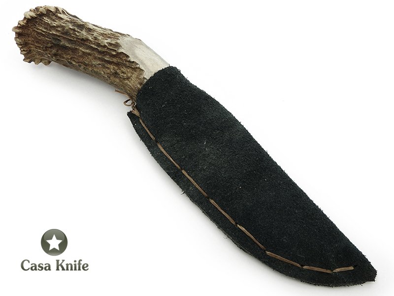 Faca em Obsidiana com empunhadura em chifre de cervo 26 cm