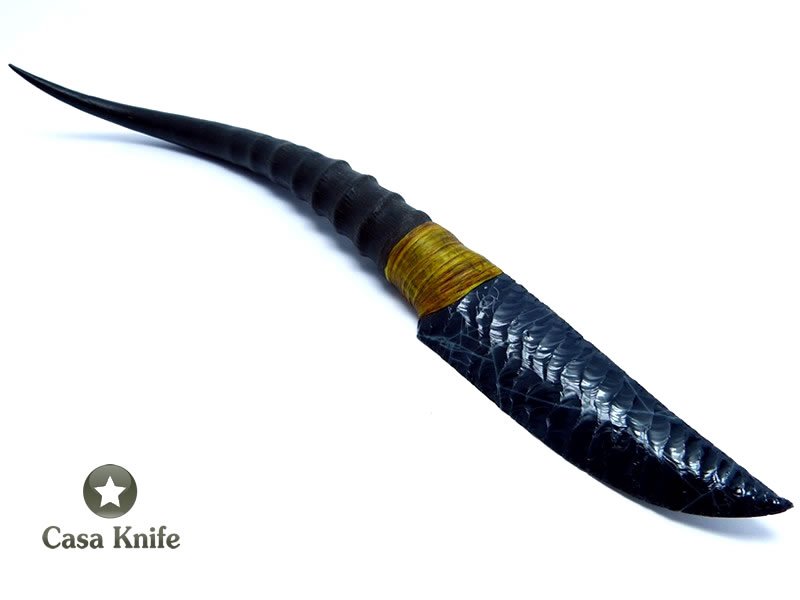 Faca em Obsidiana com empunhadura em chifre de gazela 26 cm