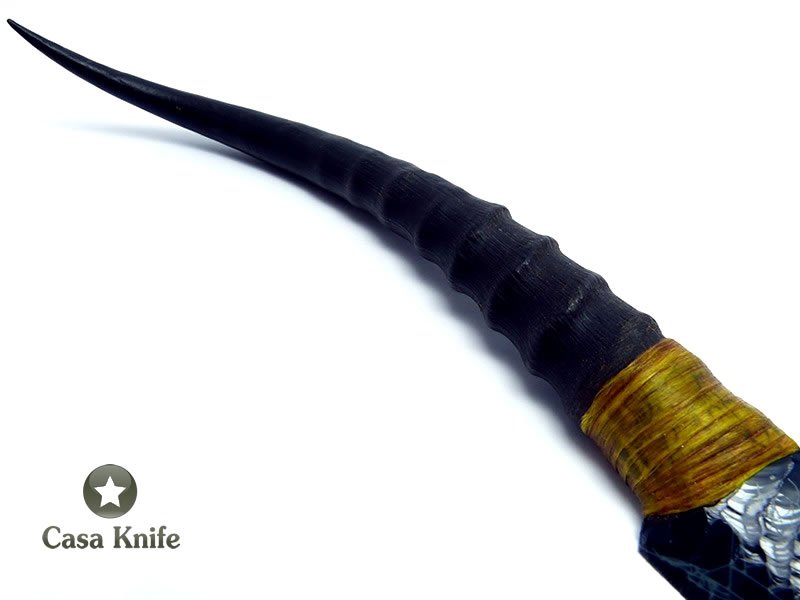 Faca em Obsidiana com empunhadura em chifre de gazela 26 cm
