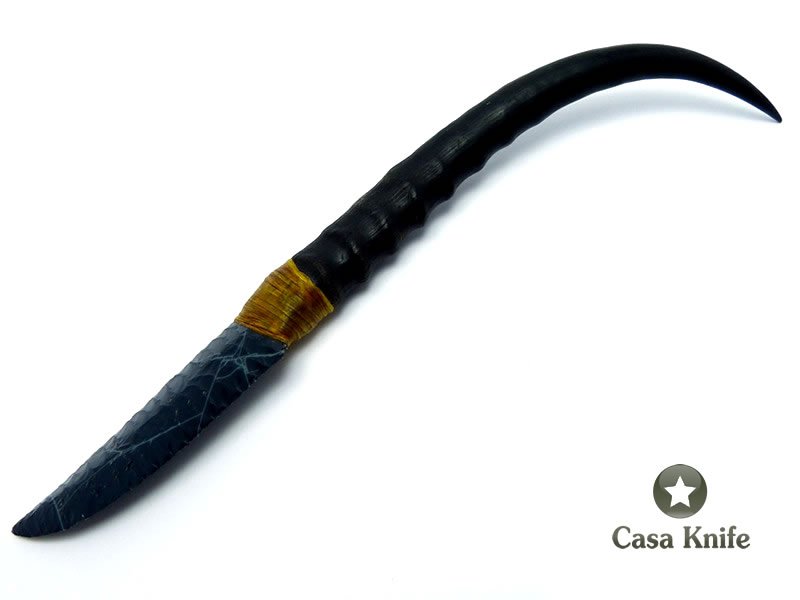 Faca em Obsidiana com empunhadura em chifre de gazela 26 cm