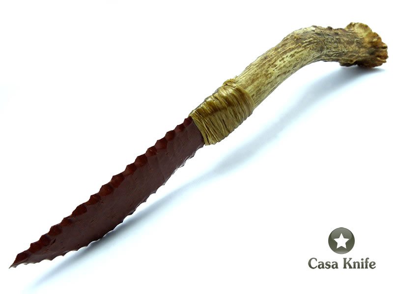Faca em Obsidiana com empunhadura em chifre de veado 25 cm
