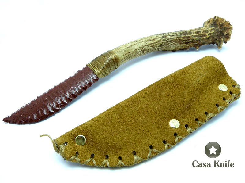 Faca em Obsidiana com empunhadura em chifre de veado 25 cm