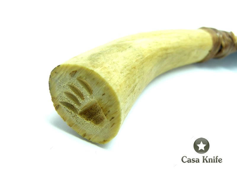 Faca em Obsidiana com empunhadura em osso de canela de cervo 21 cm
